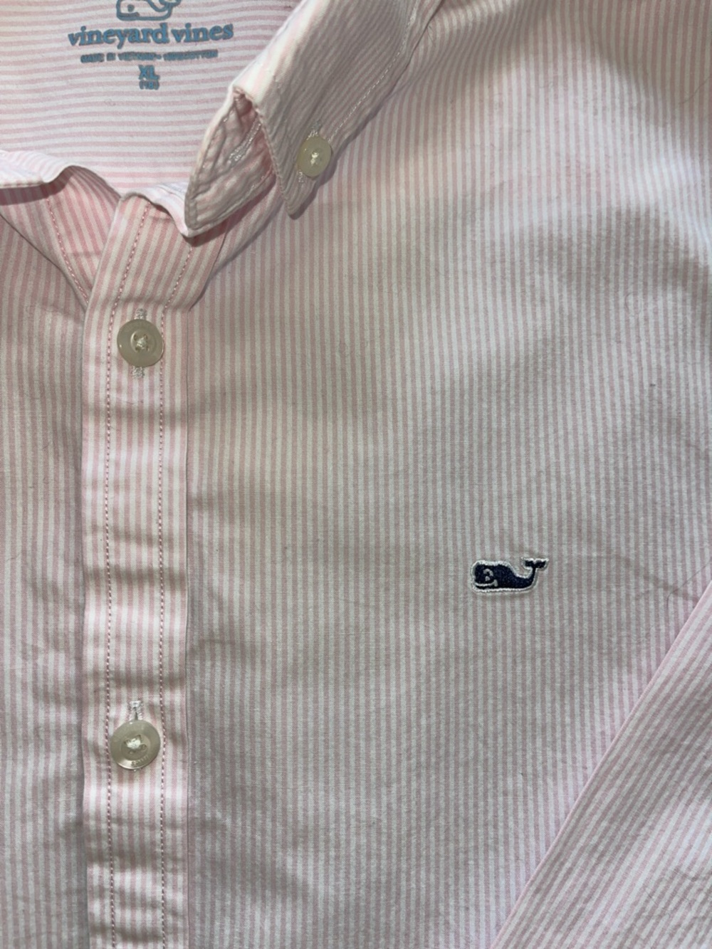 Vineyard Vines Boys Pink & White Striped Button-Down Shirt